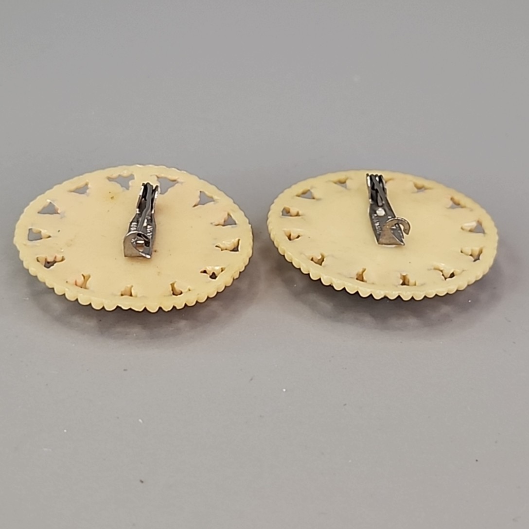 Vintage Celluloid Scatter Pins Brooch Round Flowers Occupied Japan 1 3/8″