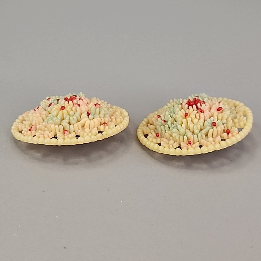 Vintage Celluloid Scatter Pins Brooch Round Flowers Occupied Japan 1 3/8″