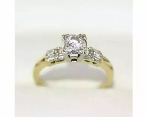 Art Deco Style Vintage Round Cut Lab Created Diamond 14K Gold FN Engagement Ring