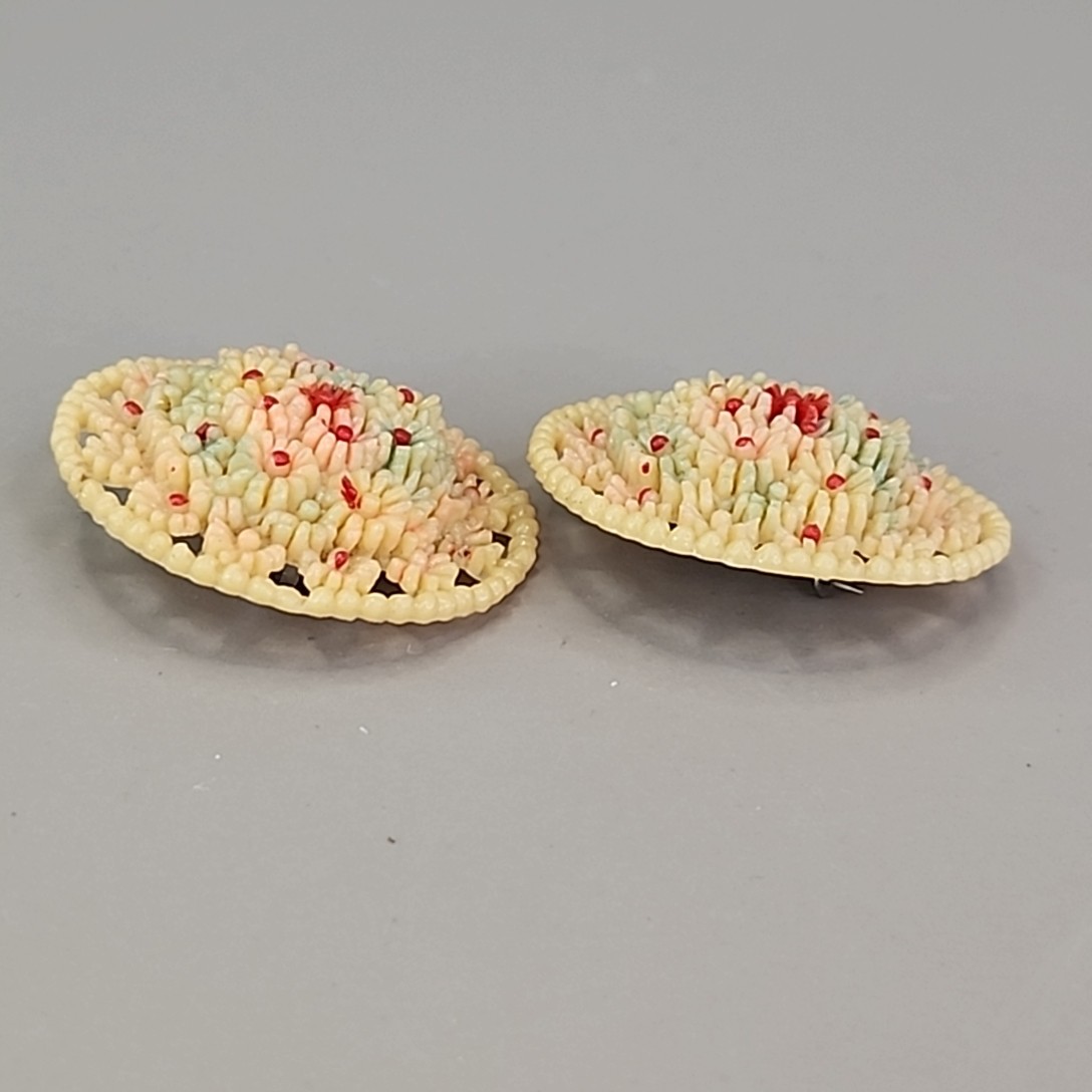 Vintage Celluloid Scatter Pins Brooch Round Flowers Occupied Japan 1 3/8″