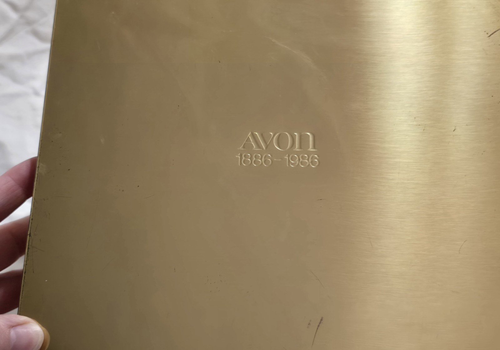 Avon 100 Year Anniversary 1986 Lot: Gold Jewelry Box, Rose Keychain, Brooch, Pin