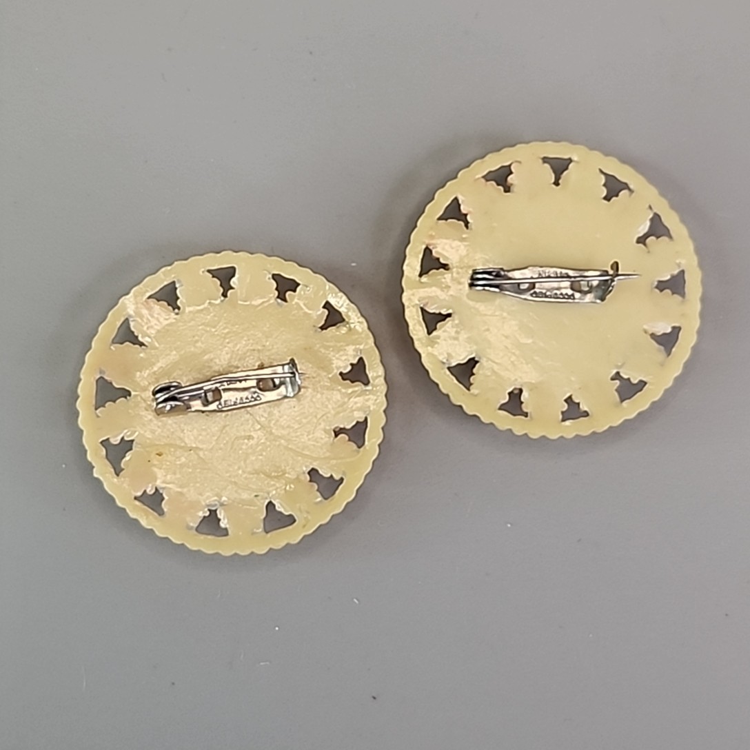Vintage Celluloid Scatter Pins Brooch Round Flowers Occupied Japan 1 3/8″