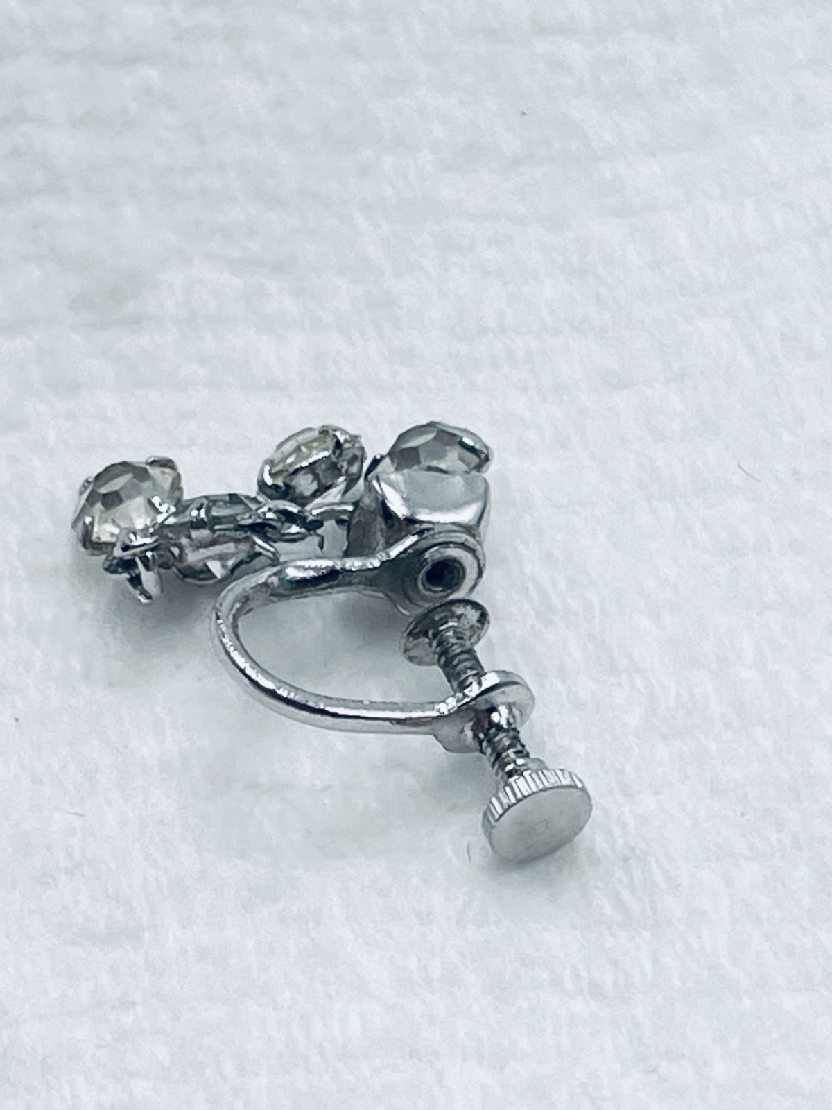 Vintage Clear Rhinestone Crystal Dangle Drop Chandelier Earrings Silver Tone