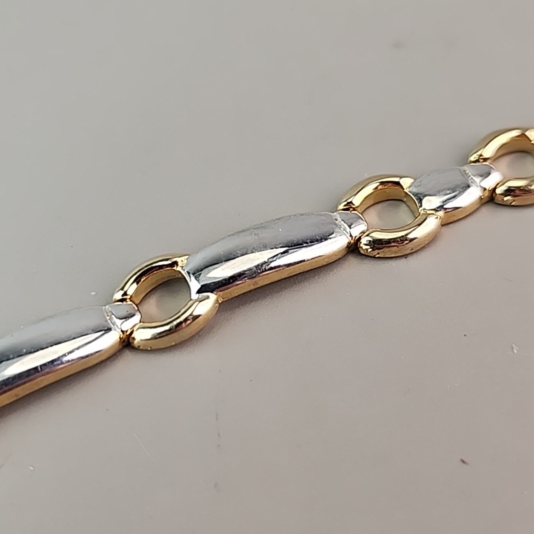 Vintage Chain Bracelet Multi Tone 8mm Glossy 7″