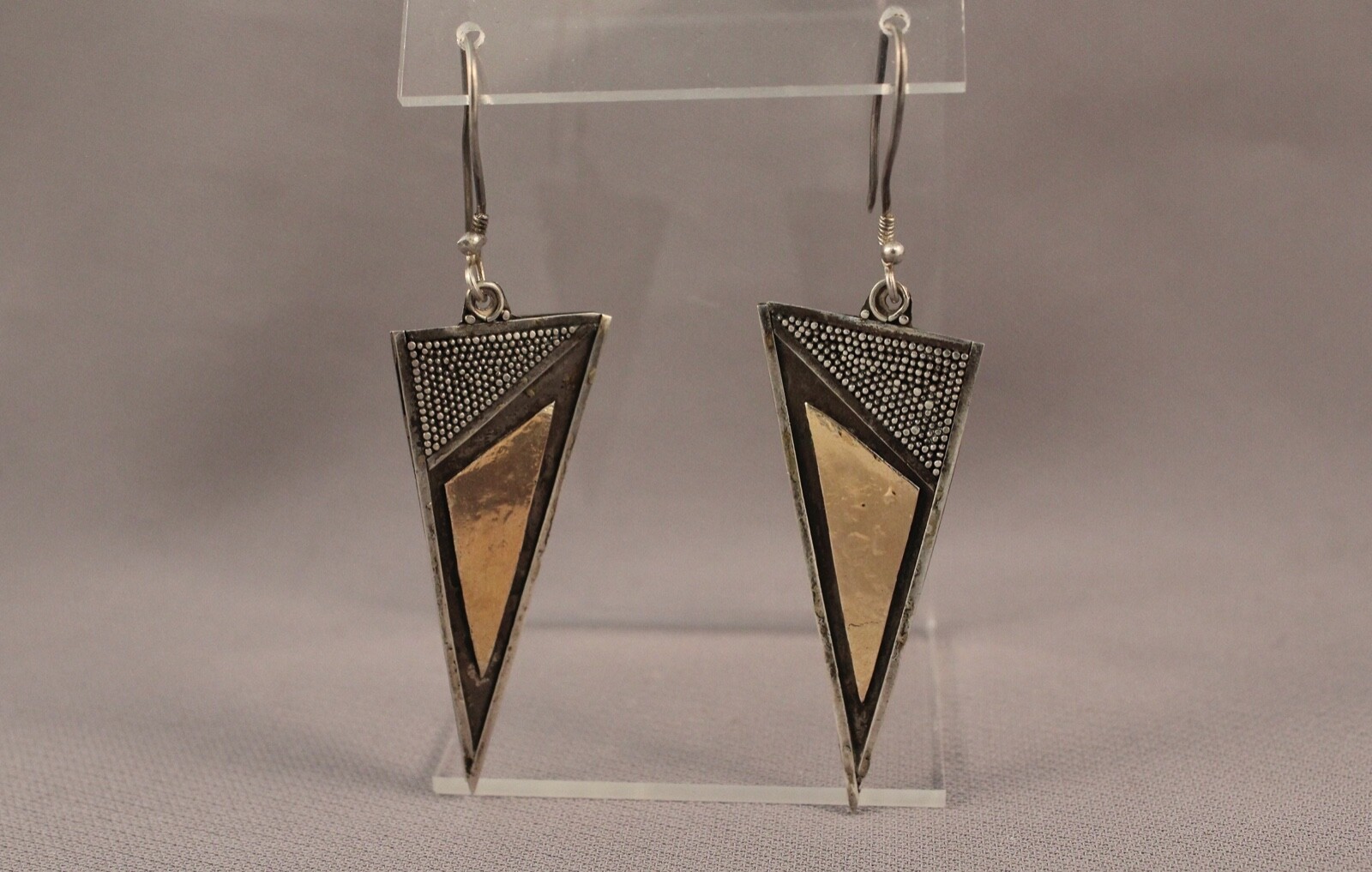 Vintage Silver Earrings And Solid 18 kt Gold on Sterling Silver ..