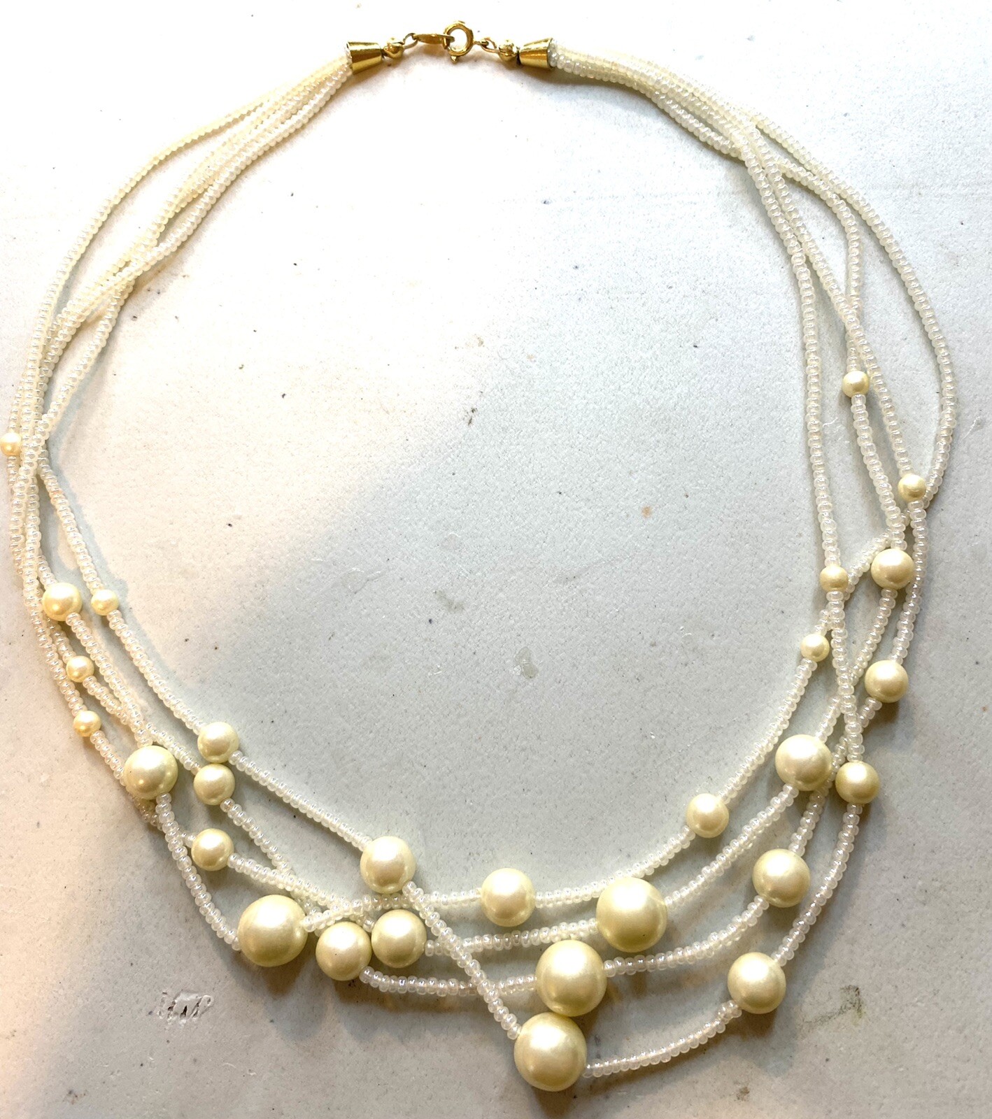 2.56 Vintage necklace, multi-row, pearls. Trifari