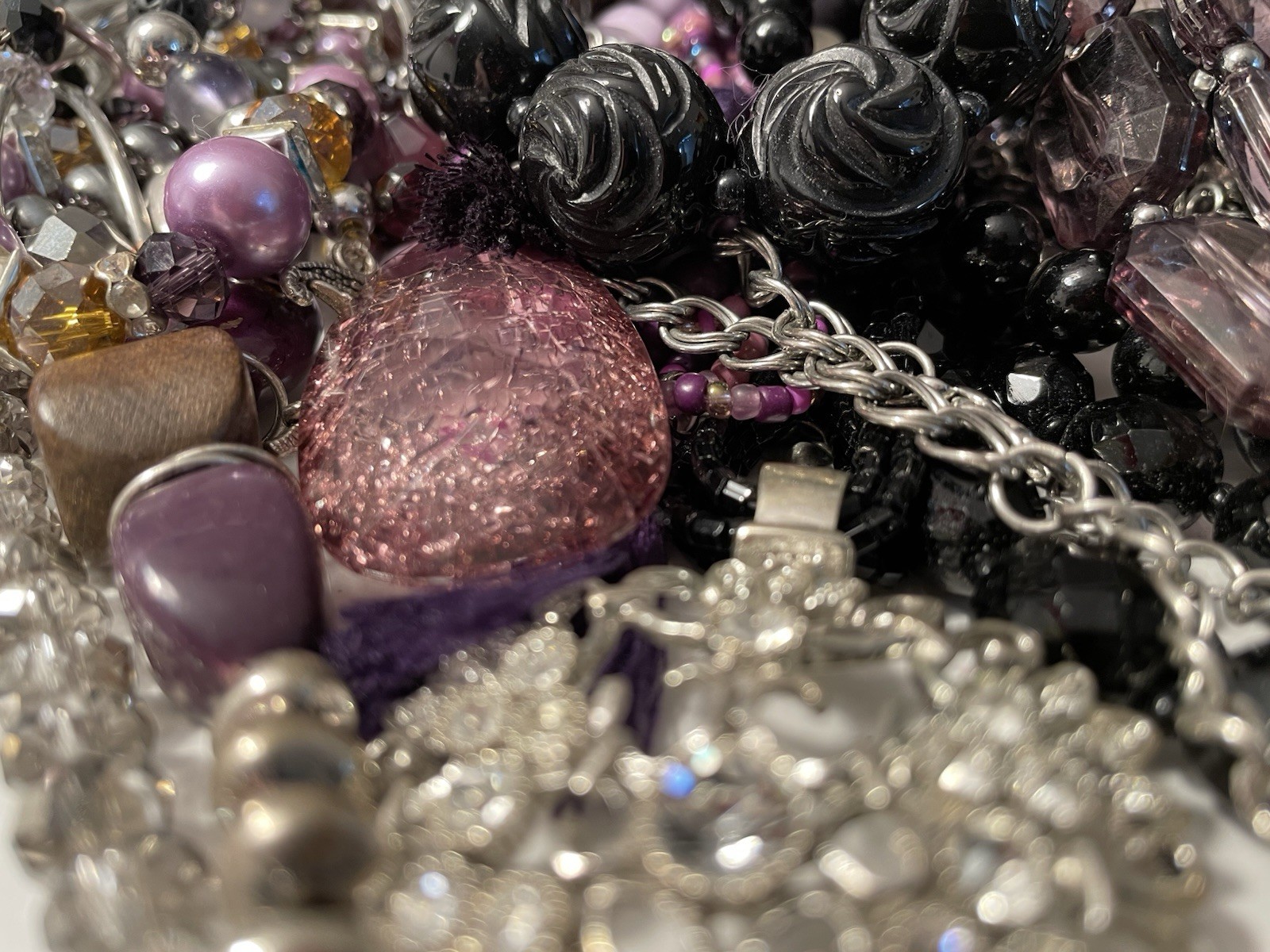 4 Lb Lot Beaded Necklaces Vintage Mod Boho Glass Natural Stones Lucite Acrylic