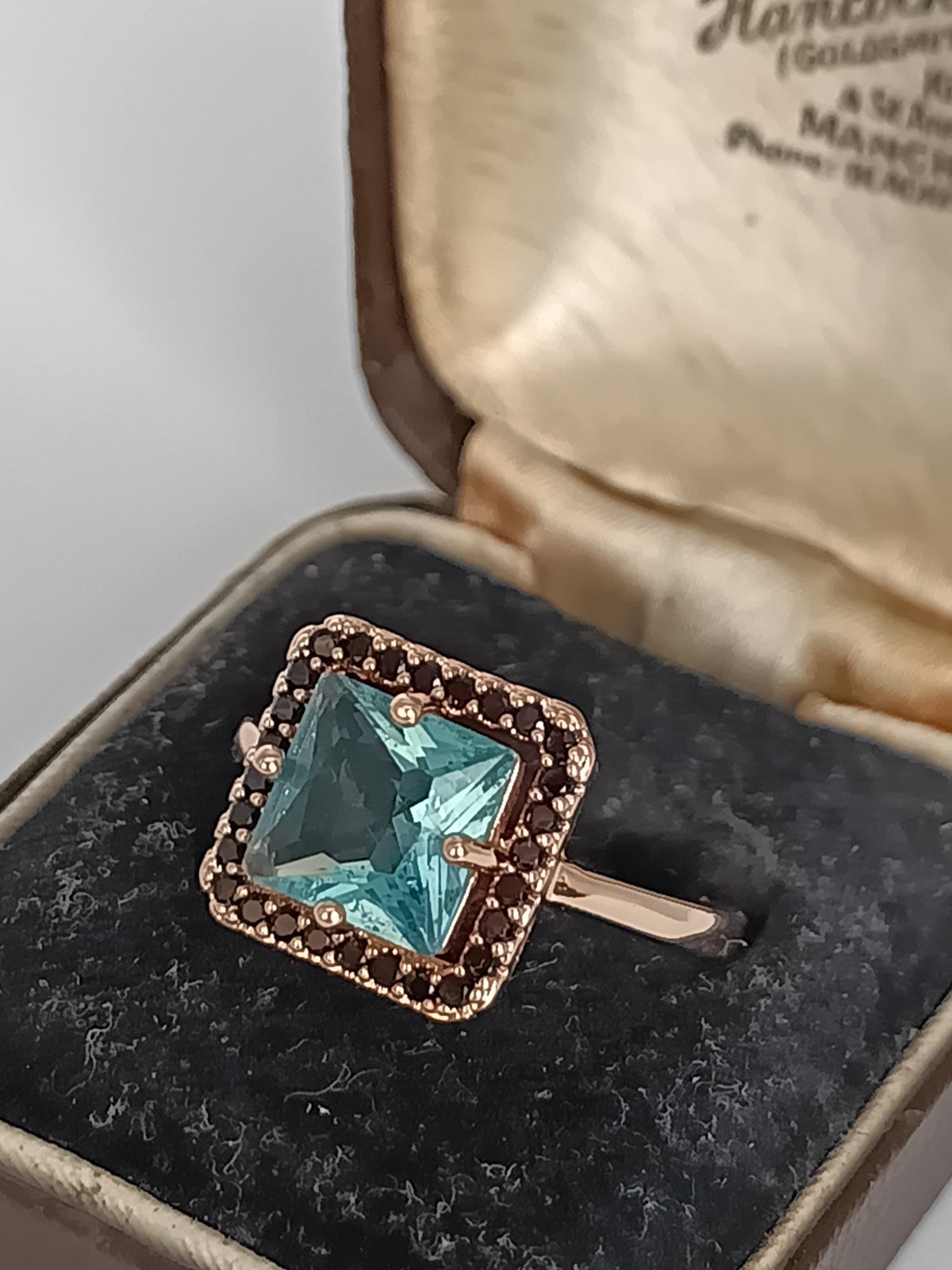 Vintage 1990-s 14 Ct Rolled Gold Aquamarine Ring Size UK P US 7.5 Hallmarked!