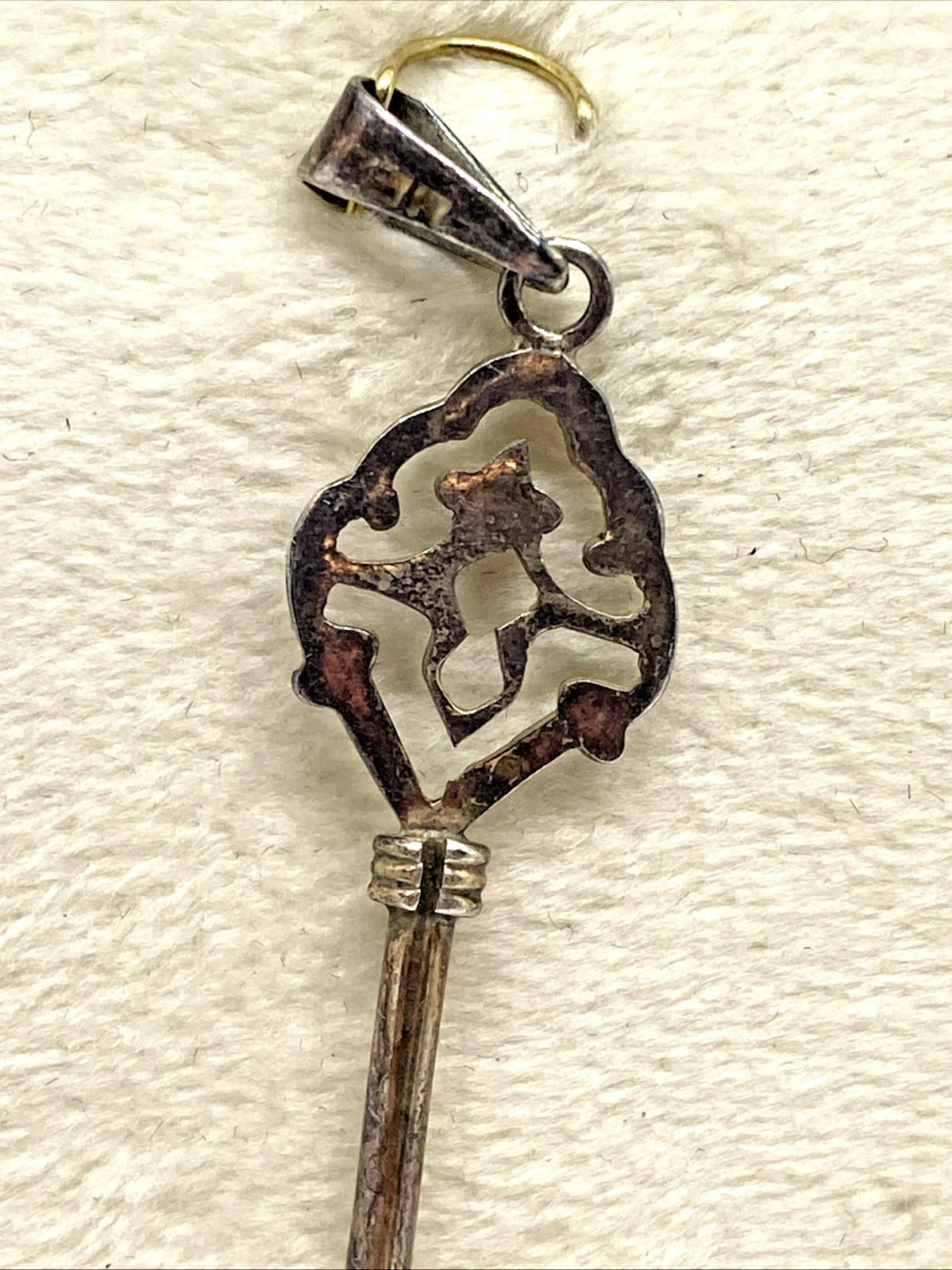 Vintage 925 Sterling Silver Skeleton Key Pendant Charm (2.1 Grams, 1.5″ inch)