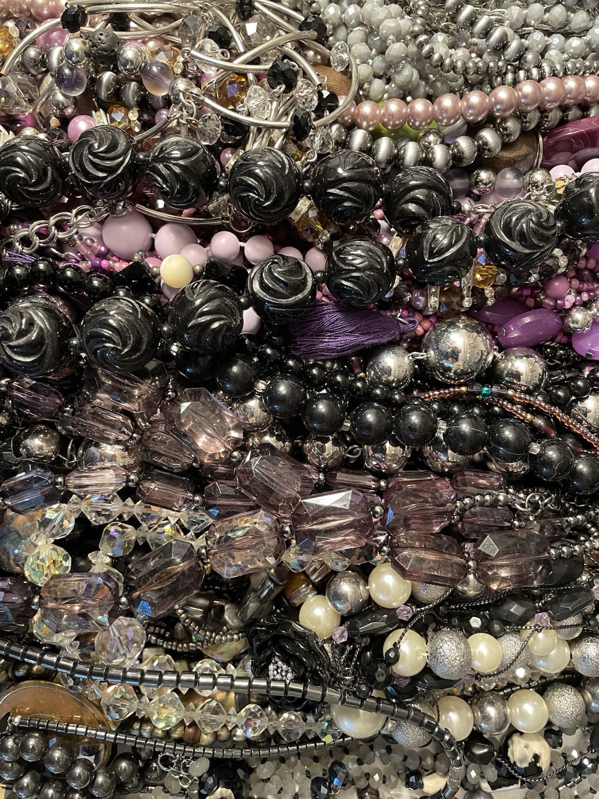 4 Lb Lot Beaded Necklaces Vintage Mod Boho Glass Natural Stones Lucite Acrylic