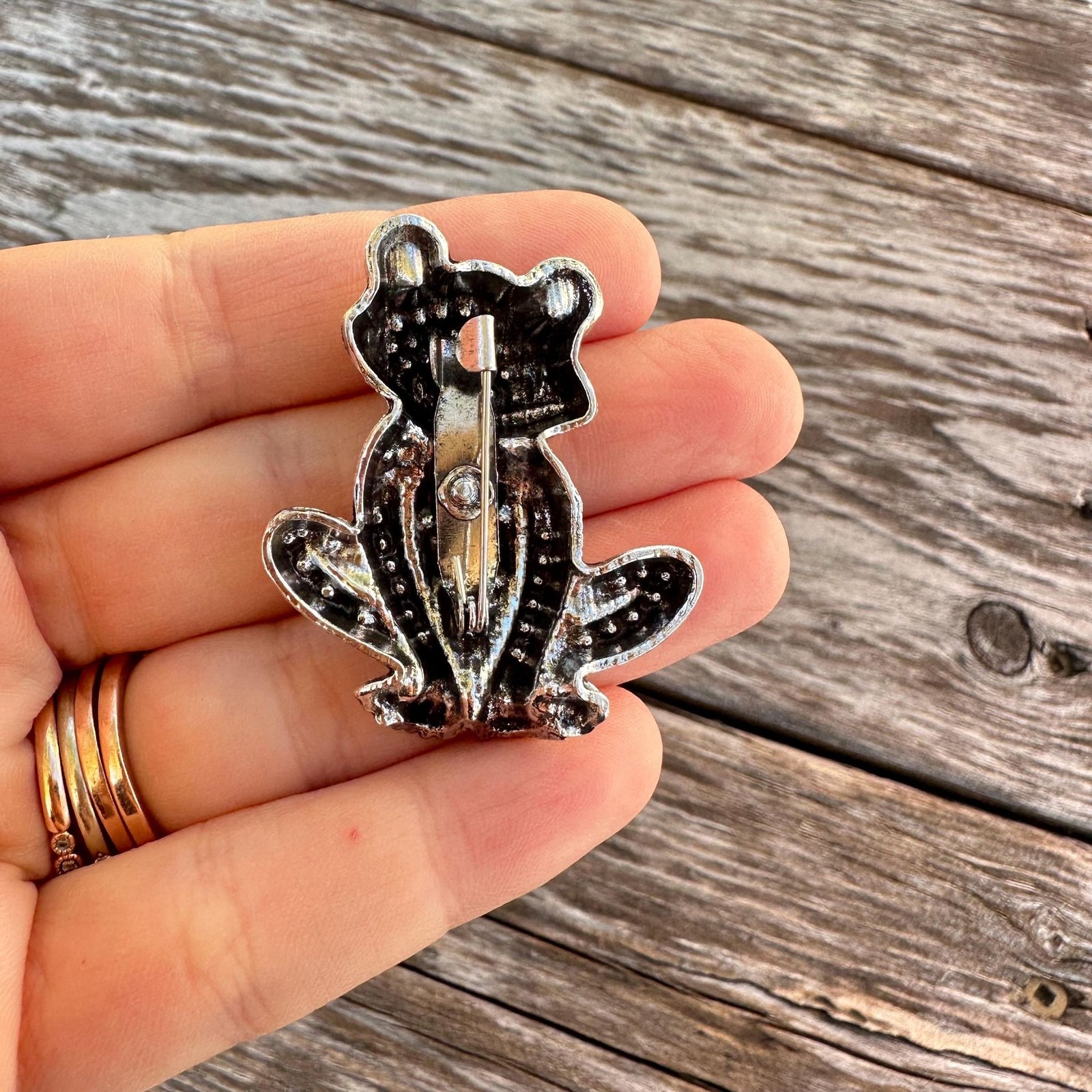 Vintage Jewelry Rhinestone Frog Brooch Pin Red Frog