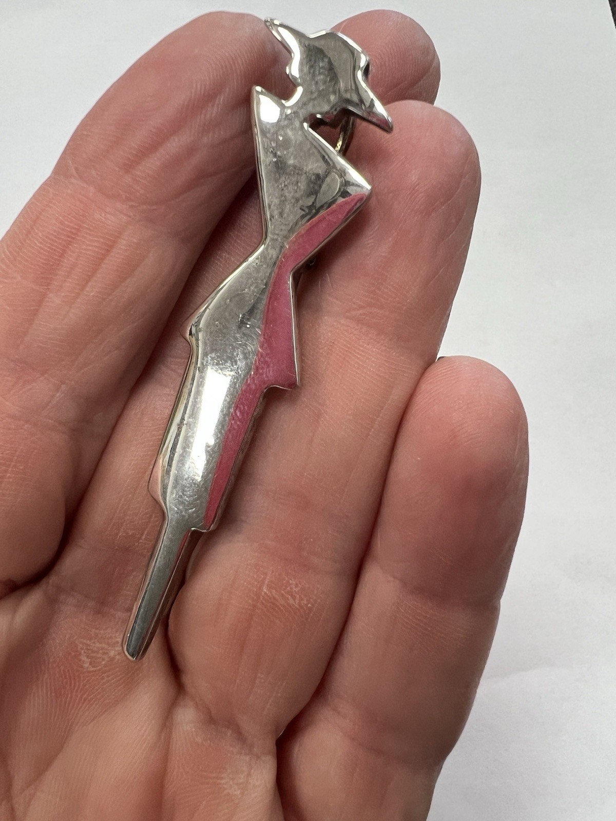 Art Deco Digital Brooch, Sterling Silver 925, Woman w/ Dress And Hat
