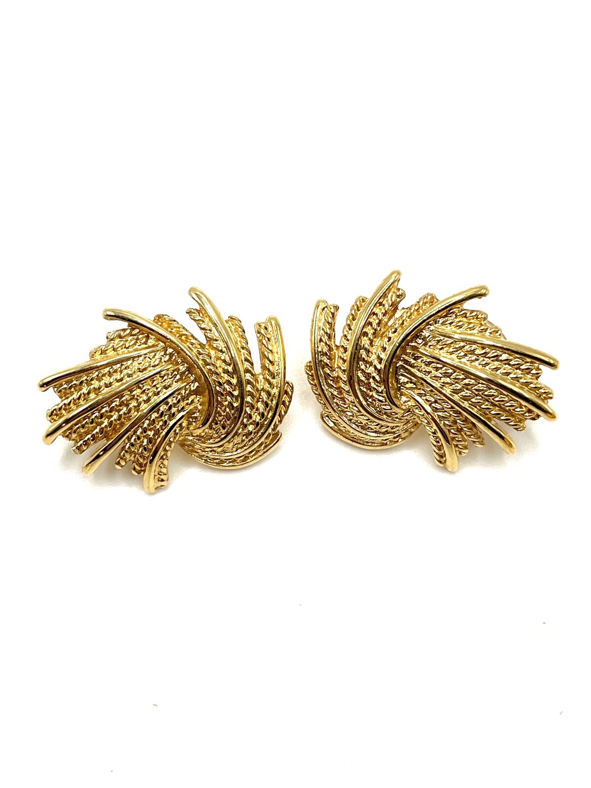 Monet Mirador Demi Parure Gold XL Brooch Pin Post Pierced Earrings Set Vintage