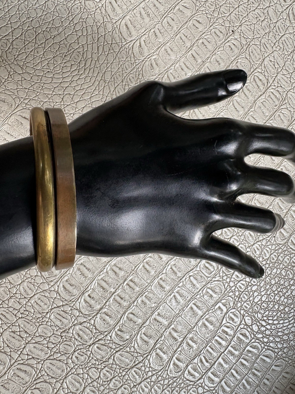 Vintage Copper Brass Cuff Bracelet Unisex Two-Tone Signed Estate Find READ SIZE