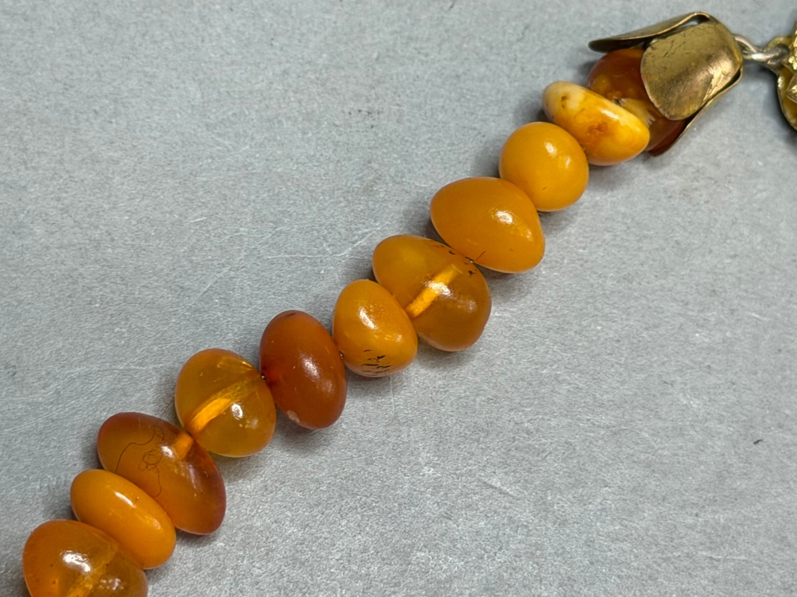 Vintage Baltic Amber Statement Necklace 46.9g Graduated Teeth Beads Cognac Honey