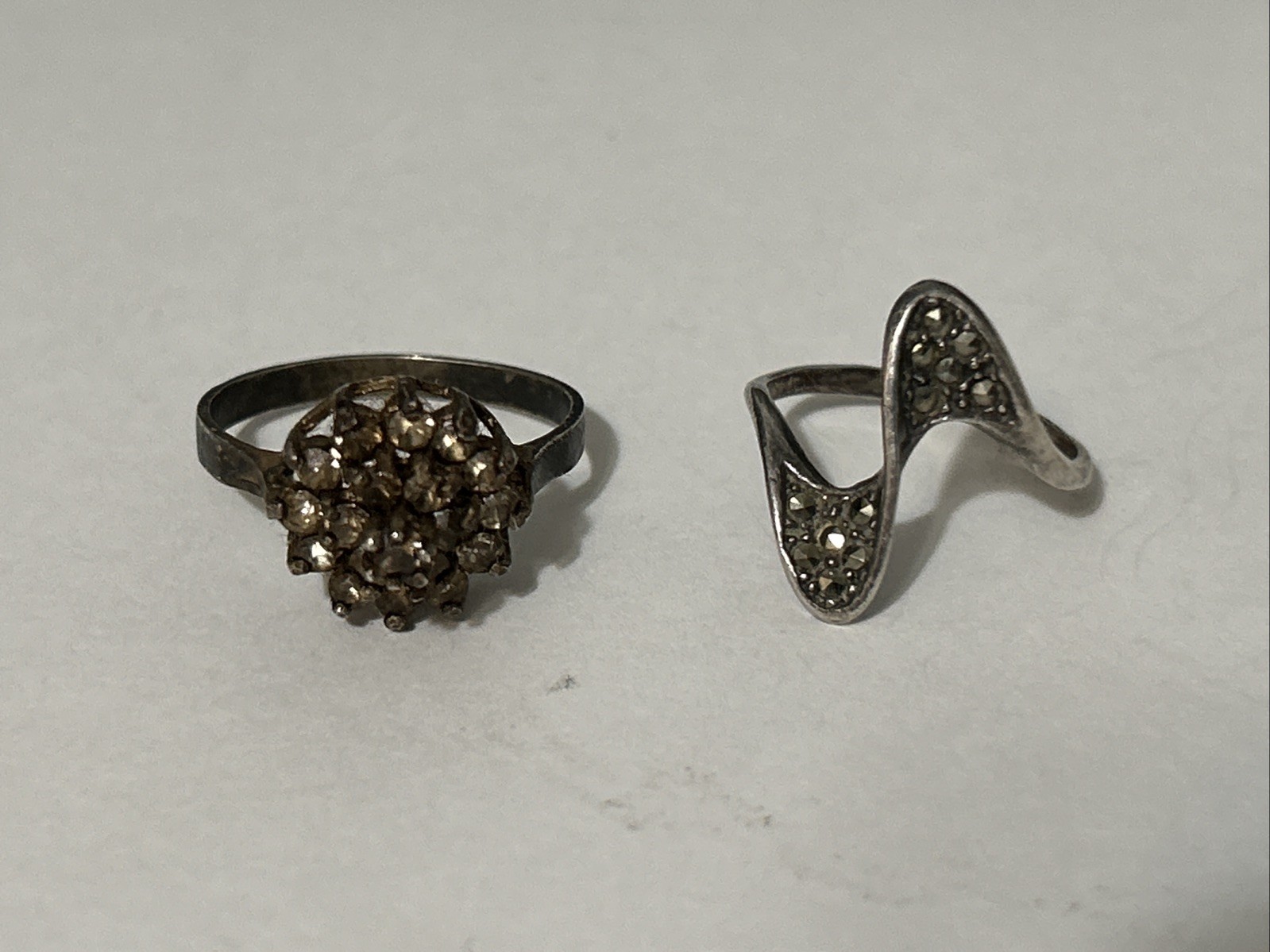Silver Antique Rings Unique Ladies Lot Of 2 Unknown Stones Size Of Both Rings 9