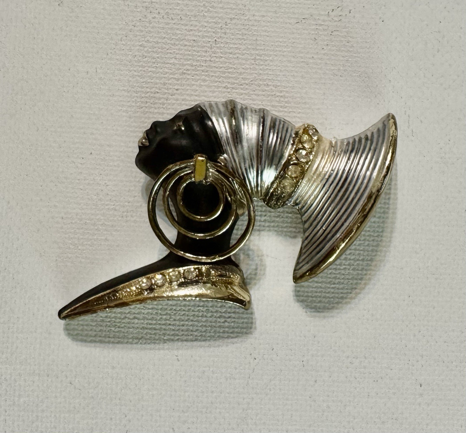 VINTAGE BROOCH PIN BLACKAMOOR BEAUTIFUL WOMAN AFRICAN PRINCESS JEWELRY