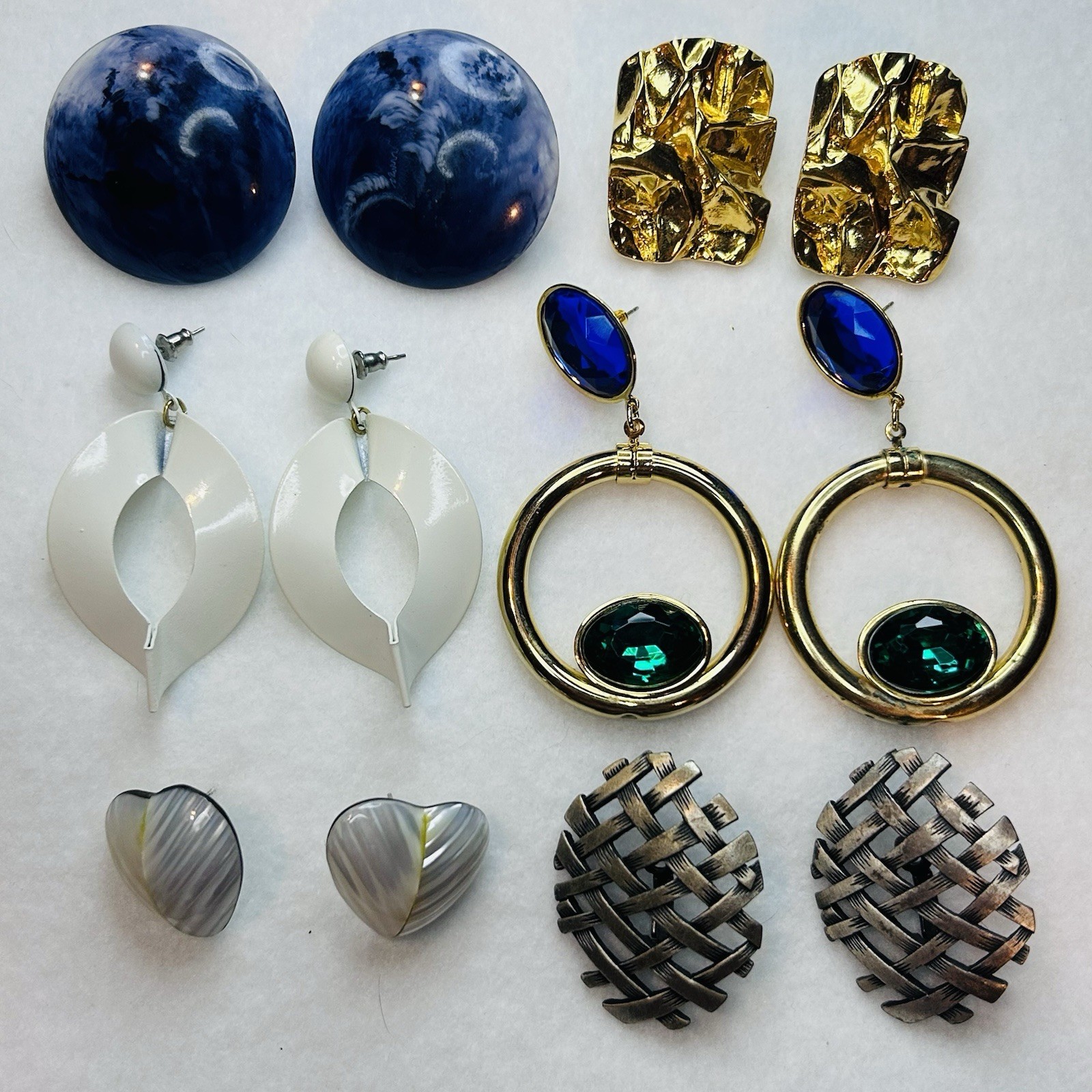 Mixed Lot Of 6 Pairs Vintage To Modern Earrings Various Styles & Materials 0994