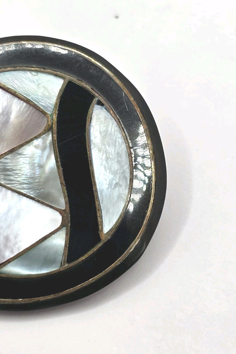 Vintage Round Acrylic Inlay Statement Earrings Black Blue Pink Silver