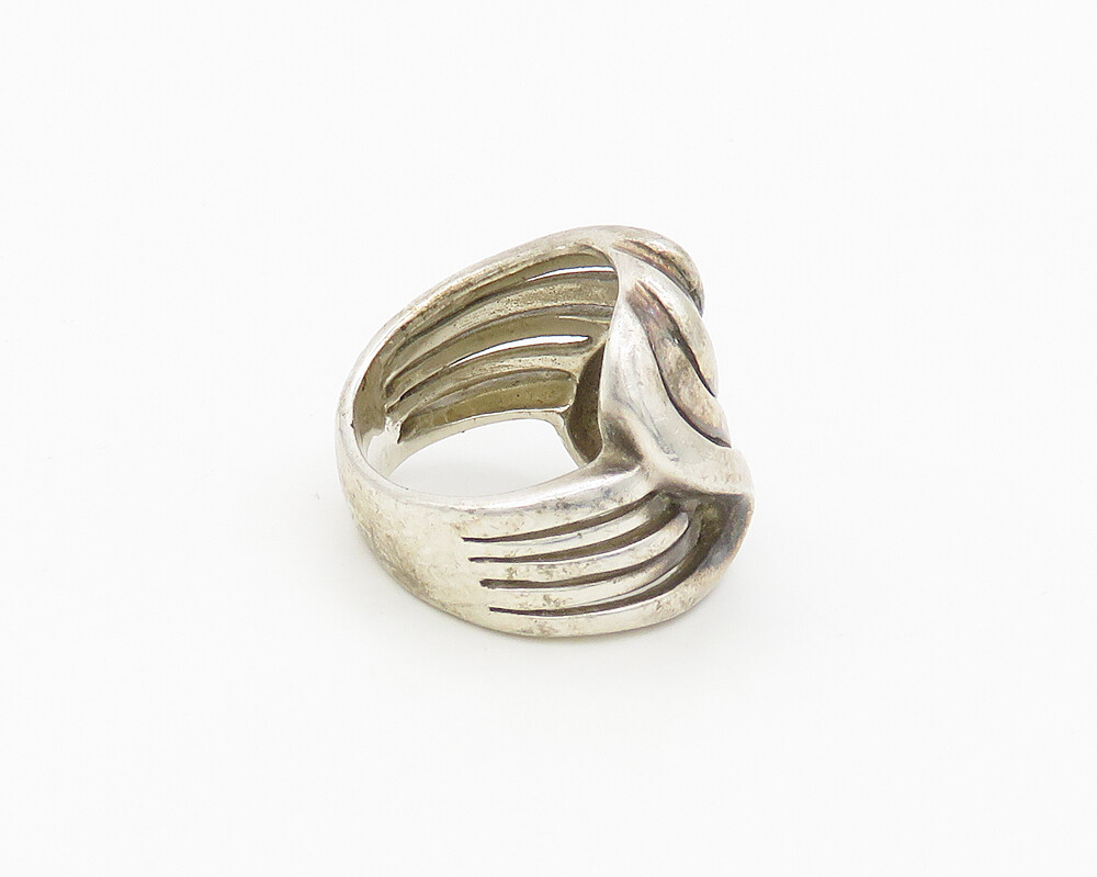 925 Sterling Silver Vintage Split Shank Swirled Band Ring Sz 5 RG18096