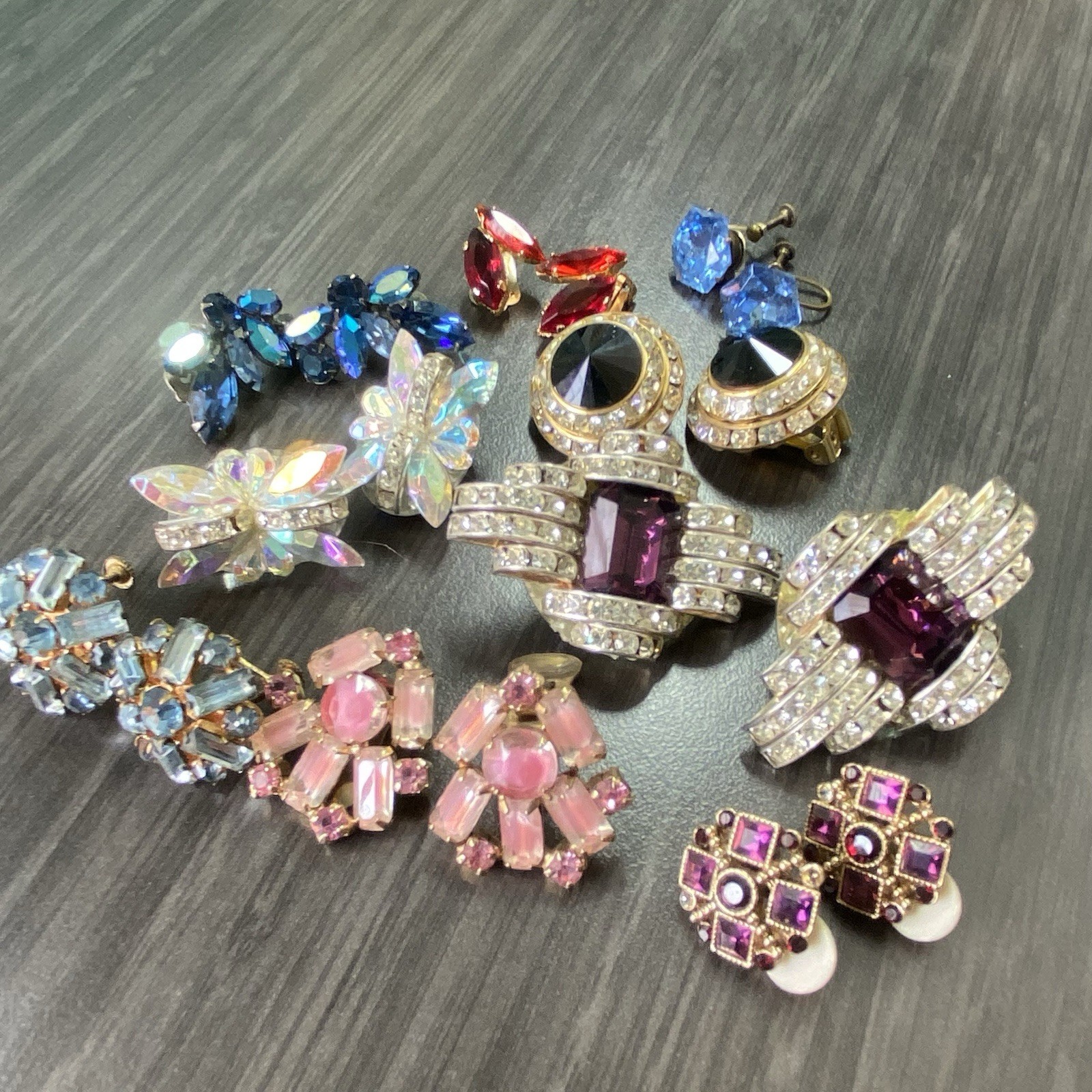 Rhinestone Earring Jewelry Lot – Vtg Rhinestone Earring Lot – Czechoslovakia