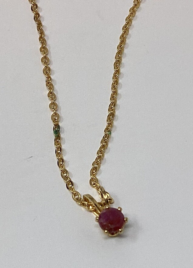 Vintage Ronte of Beverly Hills Pendent Necklace Genuine Ruby, Chain Original Box