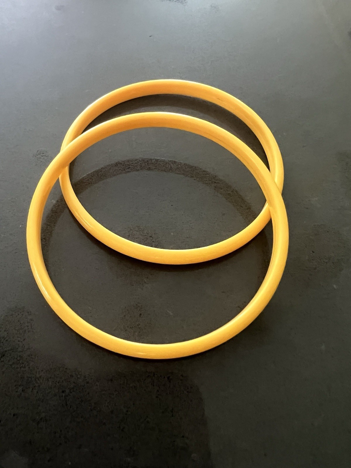 Vintage Egg Yolk Yellow Lucite Bangle Bracelets Pair Thin