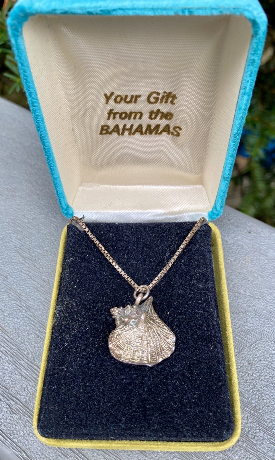 Vtg. Sterling Silver Conch Seashell Charm Pendant 3D Necklace Chain – Spain 925
