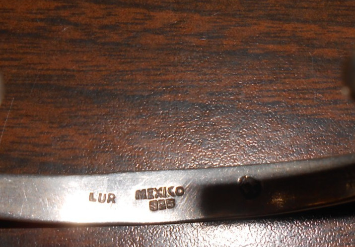 STERLING CUFF BRACELET – PLAIN – MARKED LUR – MEXICO 925 – UNKNOWN MARK 19.30g