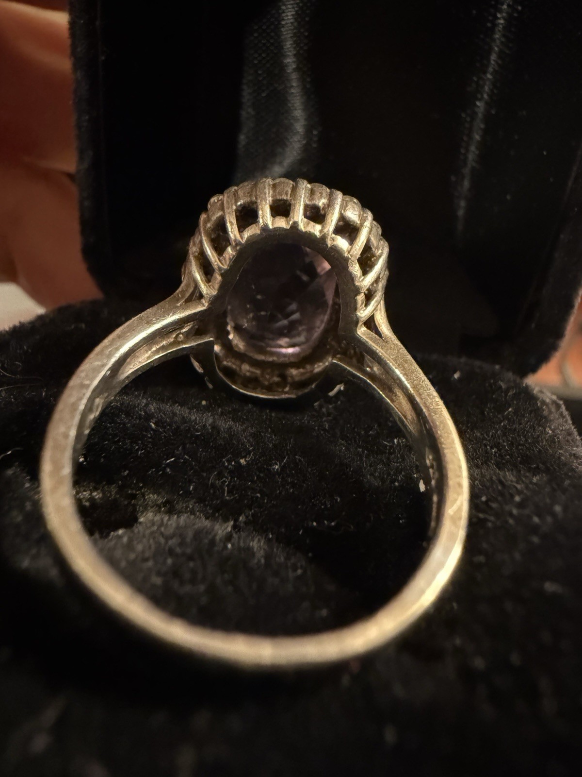 Faceted Amethyst White Topaz Ring 925 Sterling Silver Vintage Sz 9-3/4”