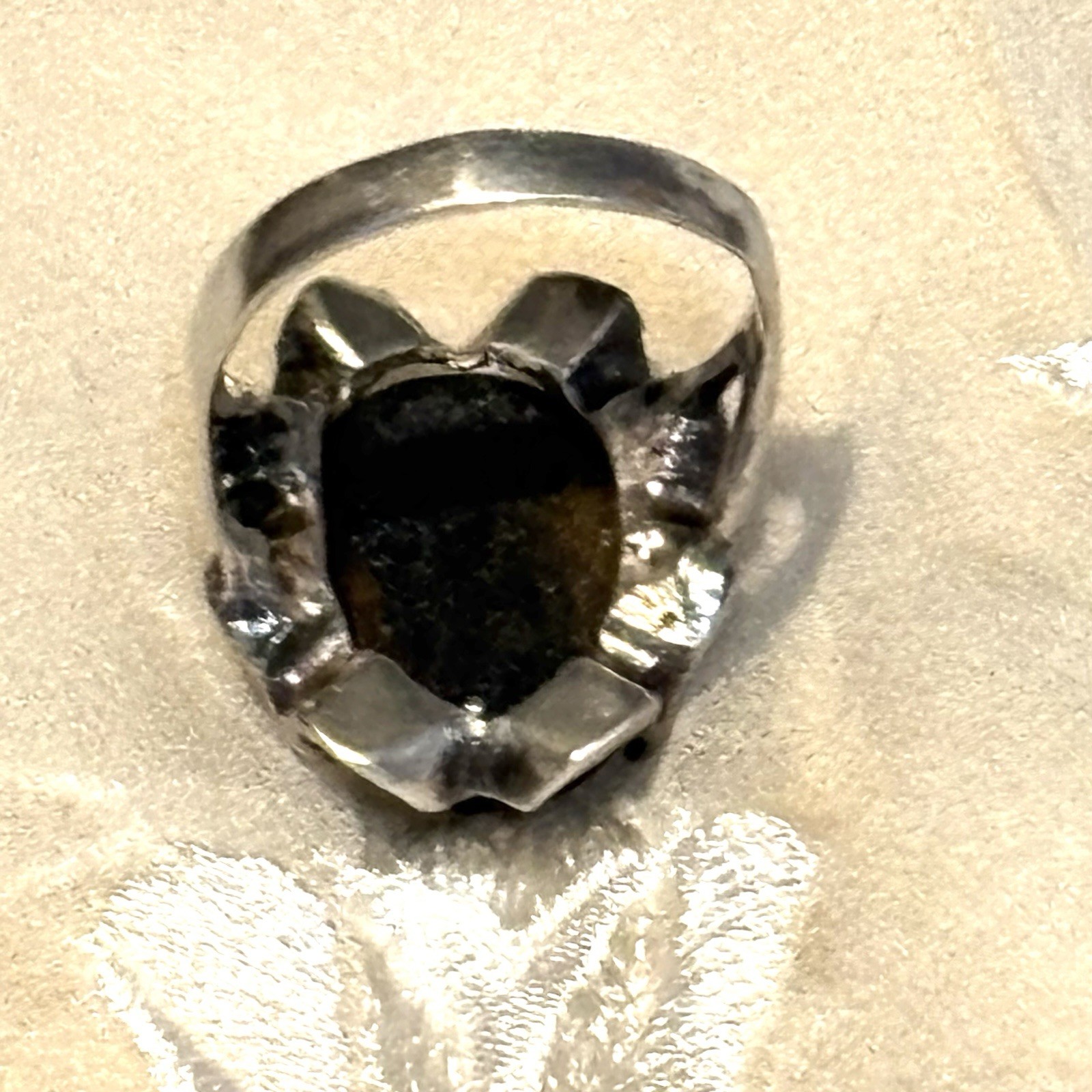 Tigers Eye Ring Cabochon 925 Silver Cocktail Statement Size 7 VTG