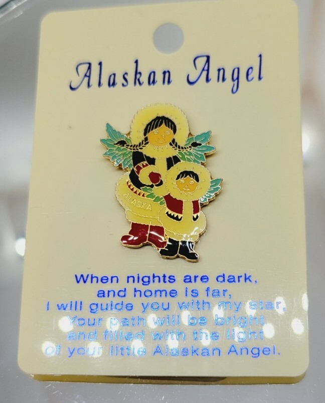 Alaska Angels Pin Estate Jewelry PRAYING ANGEL with Prayer Religious Vintage