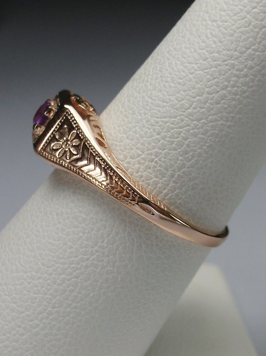 Natural Amethyst Ring, Art Deco Jewelry, (Custom Made) US SELLER-Giftwrapped