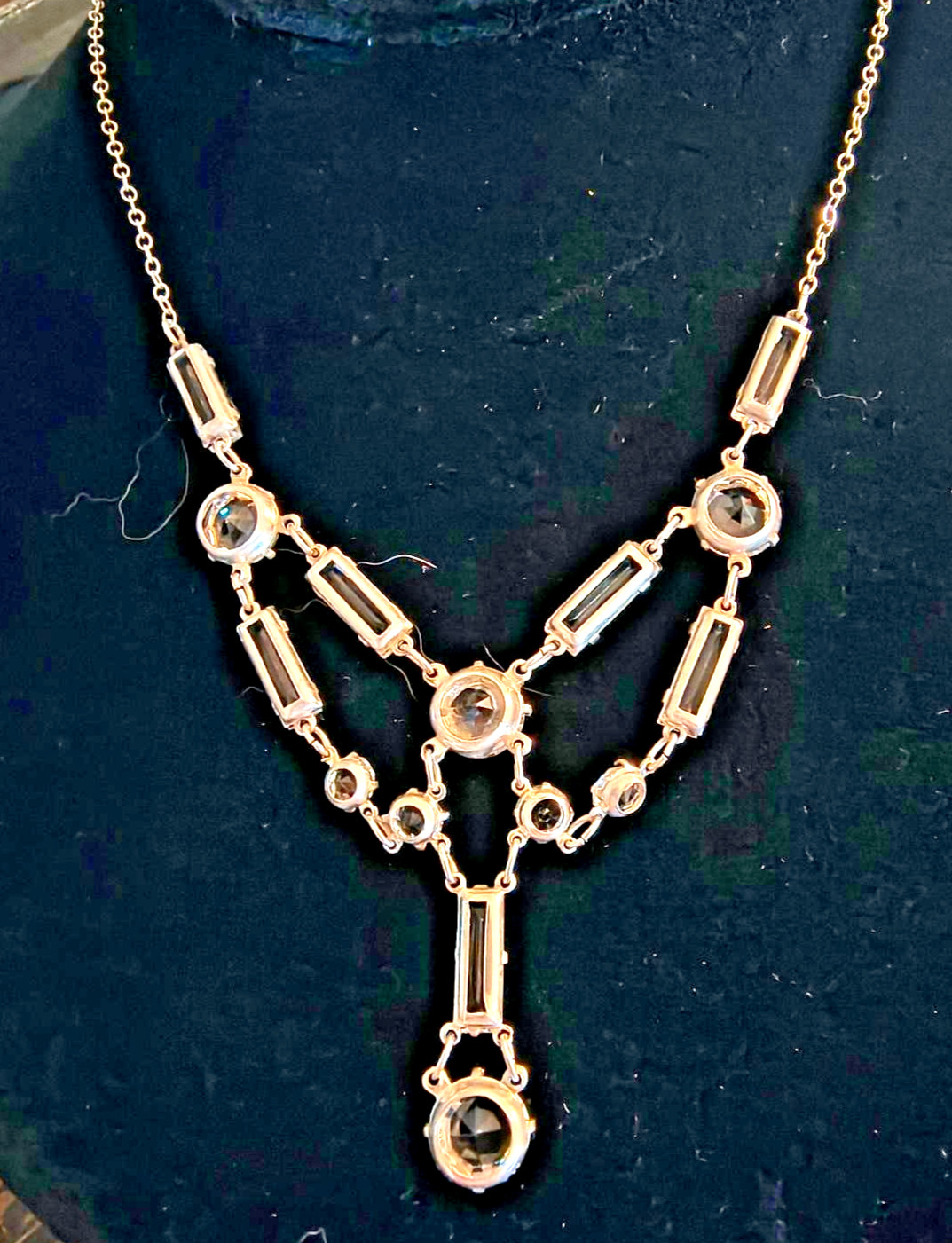Sterling Silver 1920s – 30s Flapper Open Back Glass Crystal Necklace Wedding