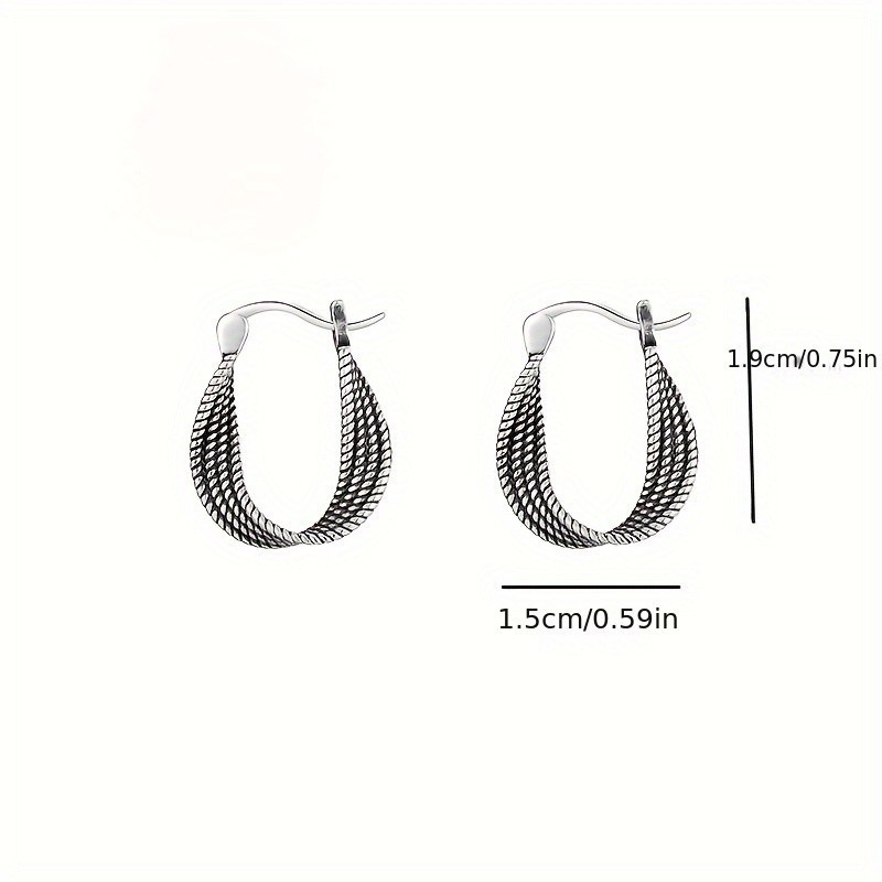 New 1Pair Vintage 925 Silver Plated Twist Earrings for Women Alloy Jewelry