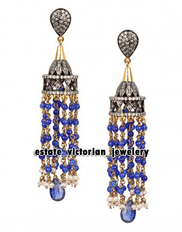 3.40Ctw Rose cut Diamond Gemstone Studded Silver Vintage Amazing Earring Jewelry