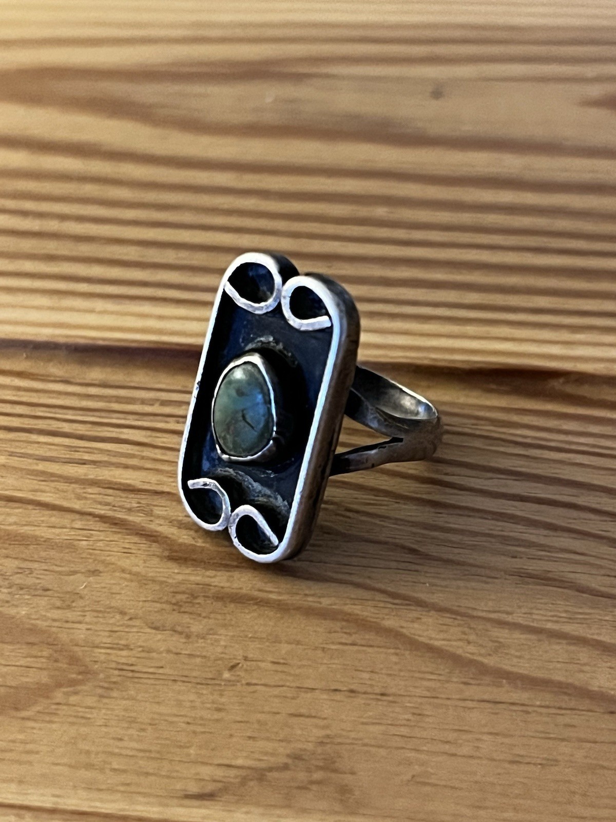 Handmade Sterling Silver Ring (not Stamped) with Green Turqouise Stone