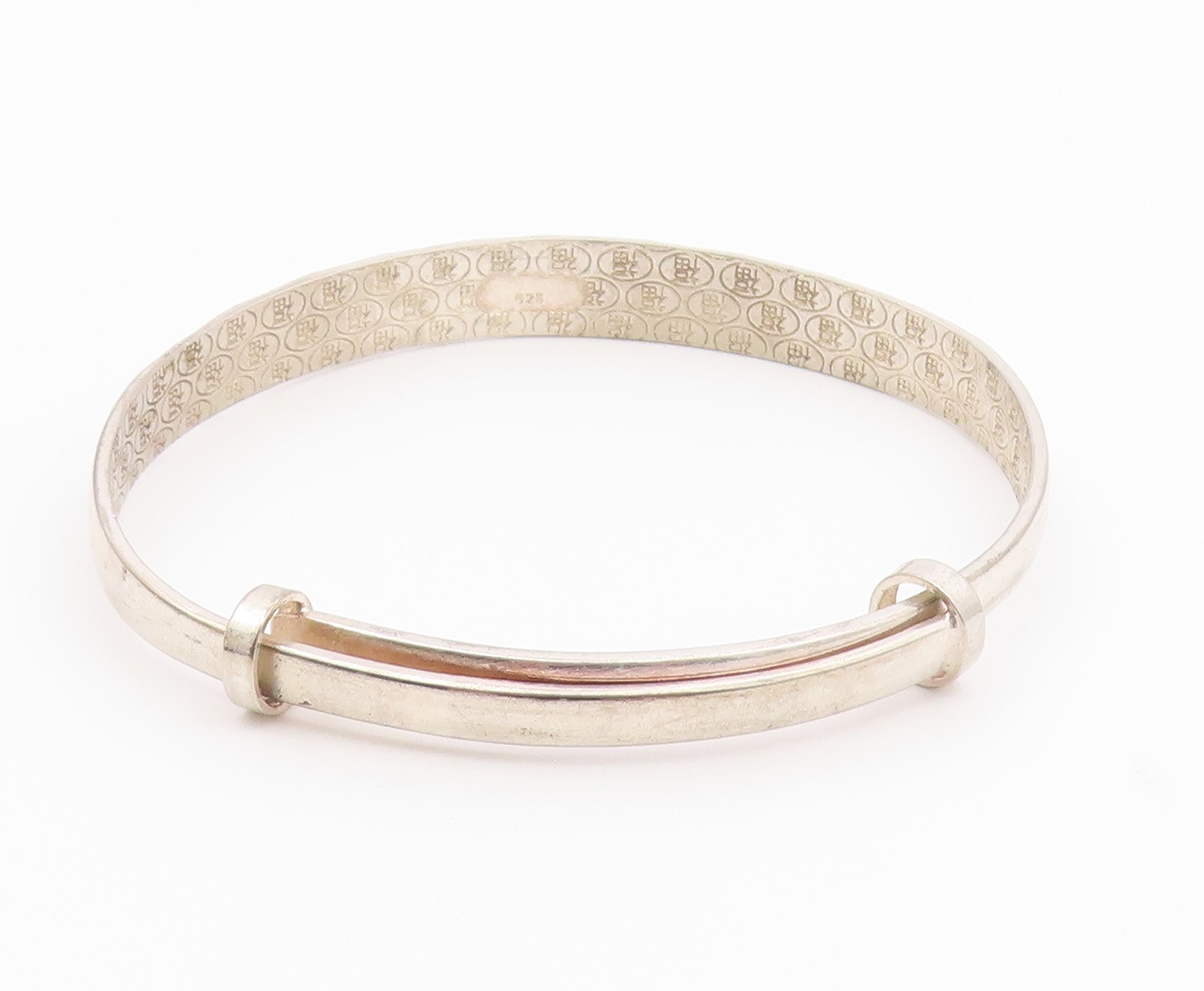 CHINESE 925 Silver Vintage Diamond Pattern Hidden Message Bracelet BT9363