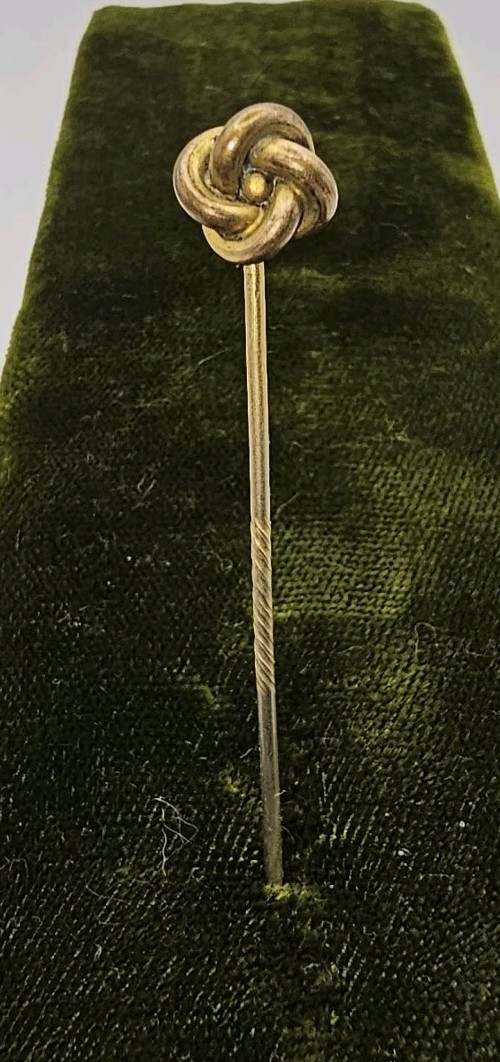 Antique Victorian Gold Plated Brass Love Knot Tie Stickpin