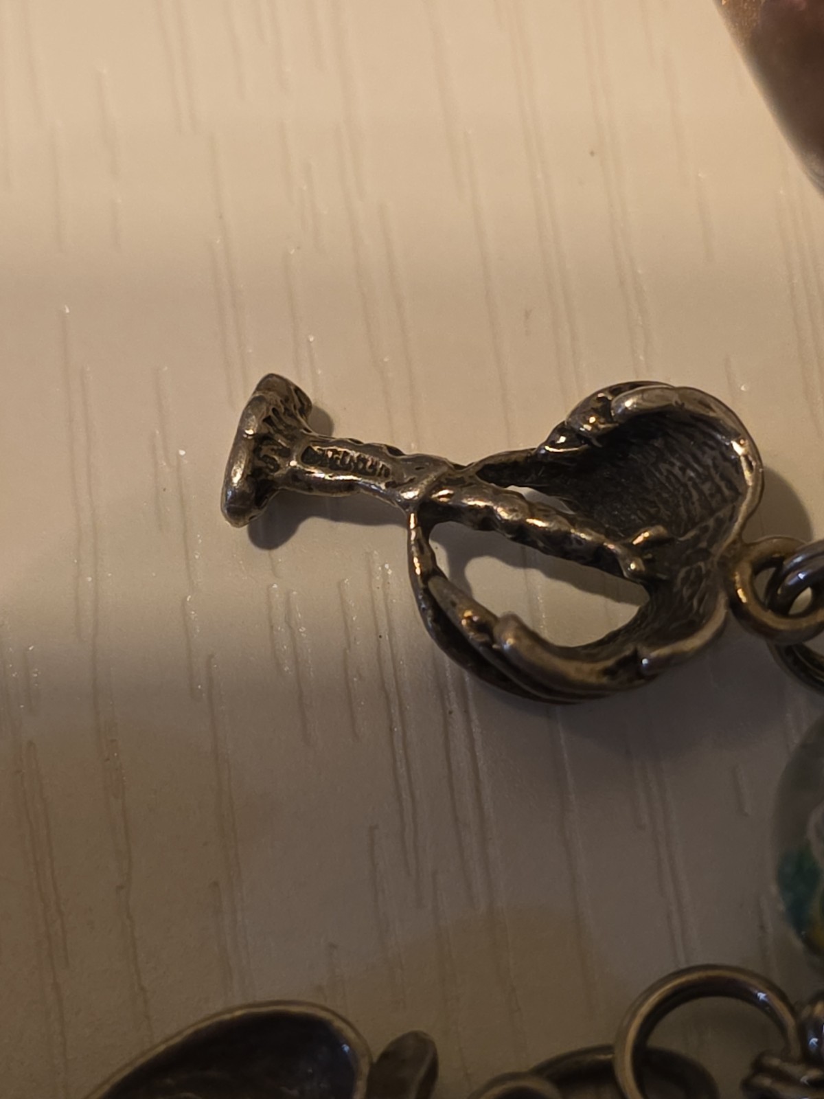 Vintage Bracelet With Sterling Silver Charms And Glass Beads 7.5″ Long