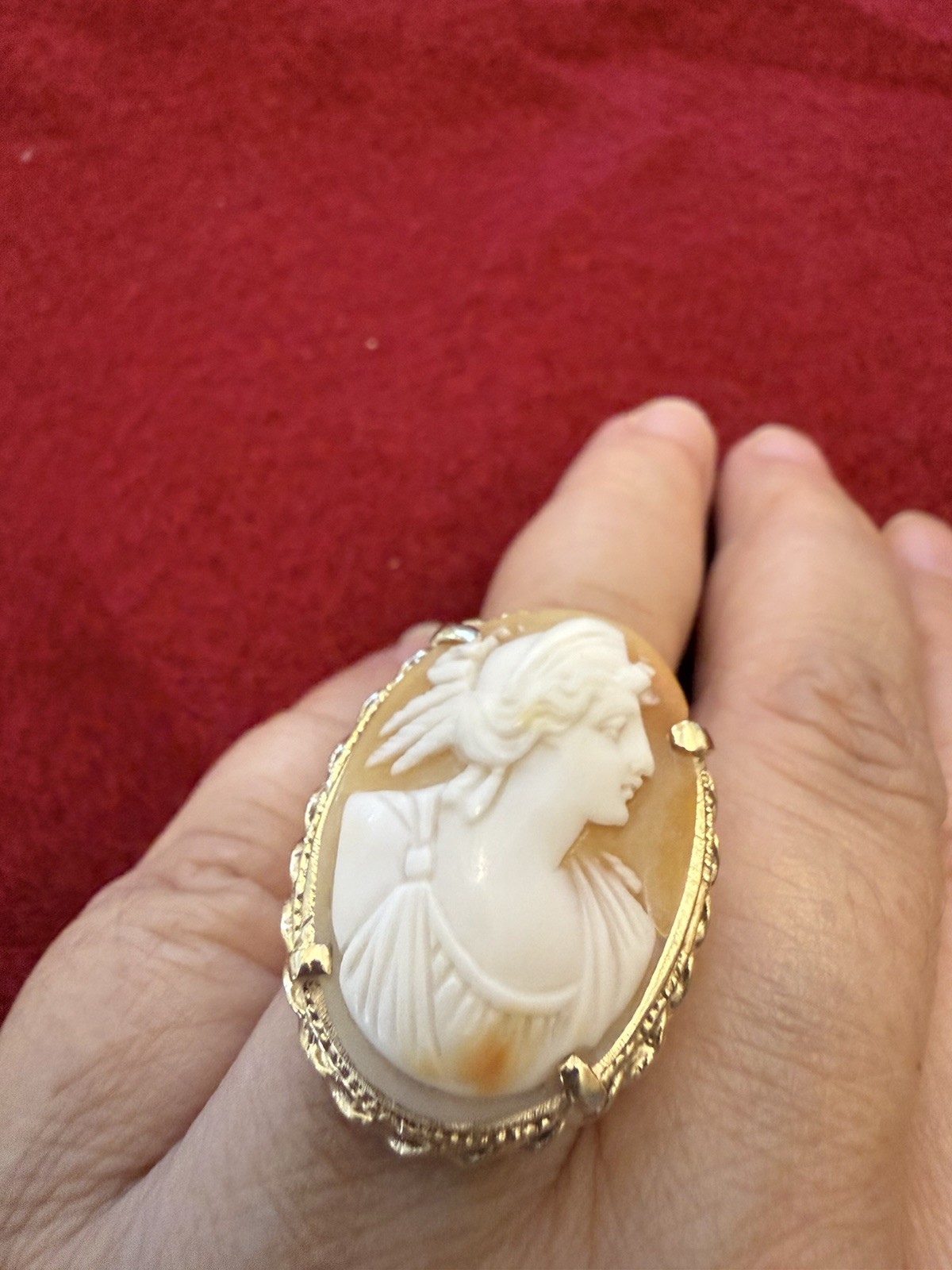 14K Gold Large Cameo Ring Classical Profile Antique c. Late 19th Century ~ 12.3g