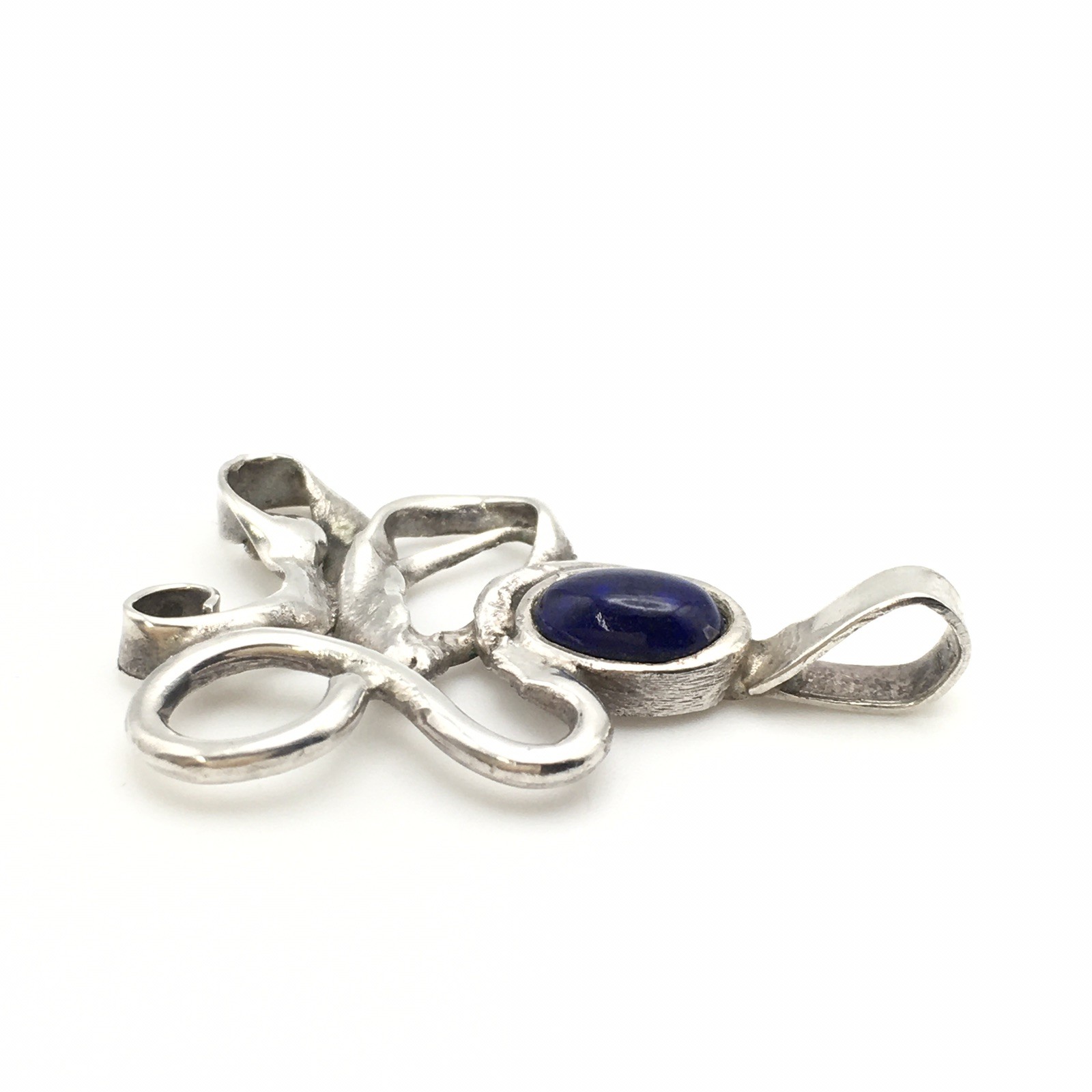 Vintage Sterling Silver Blue Abstract Swirl Design Pendant Tested 2.9g #85