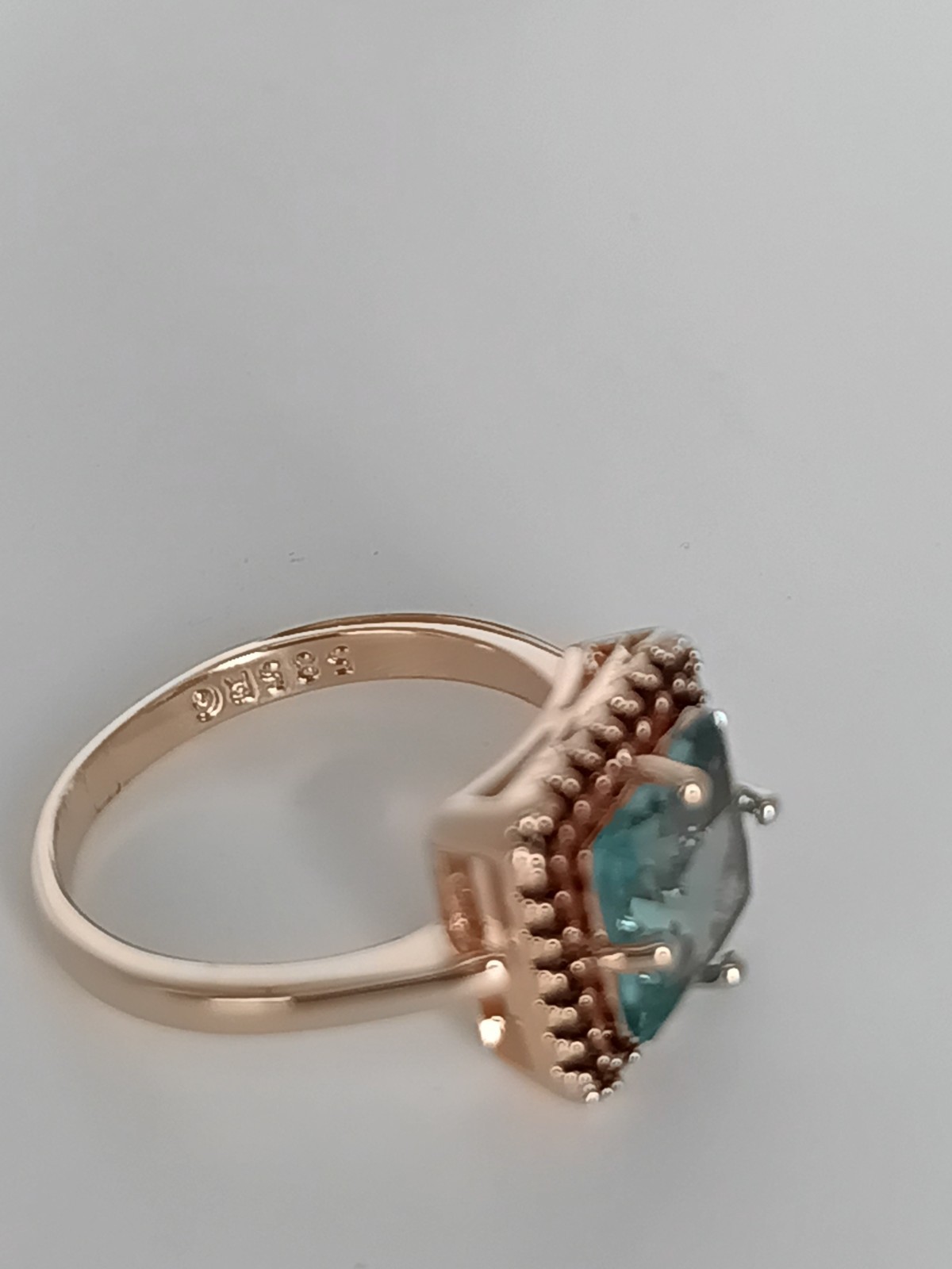Vintage 1990-s 14 Ct Rolled Gold Aquamarine Ring Size UK P US 7.5 Hallmarked!