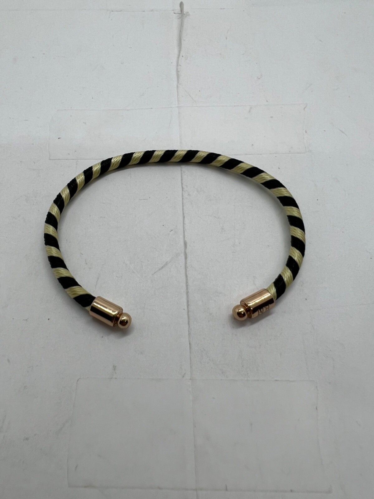 Vintage RM Costume Women Cuff Bracelet Rose Gold Tone Black and Ivory Color