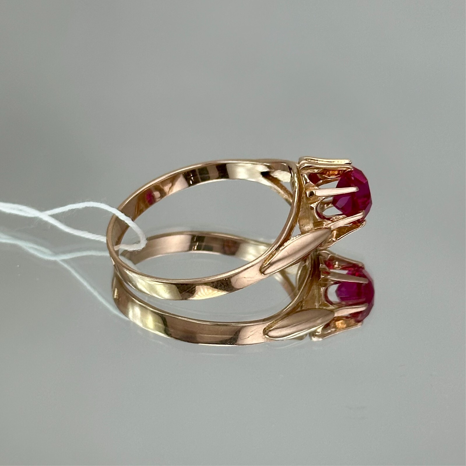 USSR Vintage Original Rose Gold Ruby (lab.made) Ring 583 14K 4.27 g. 12 US