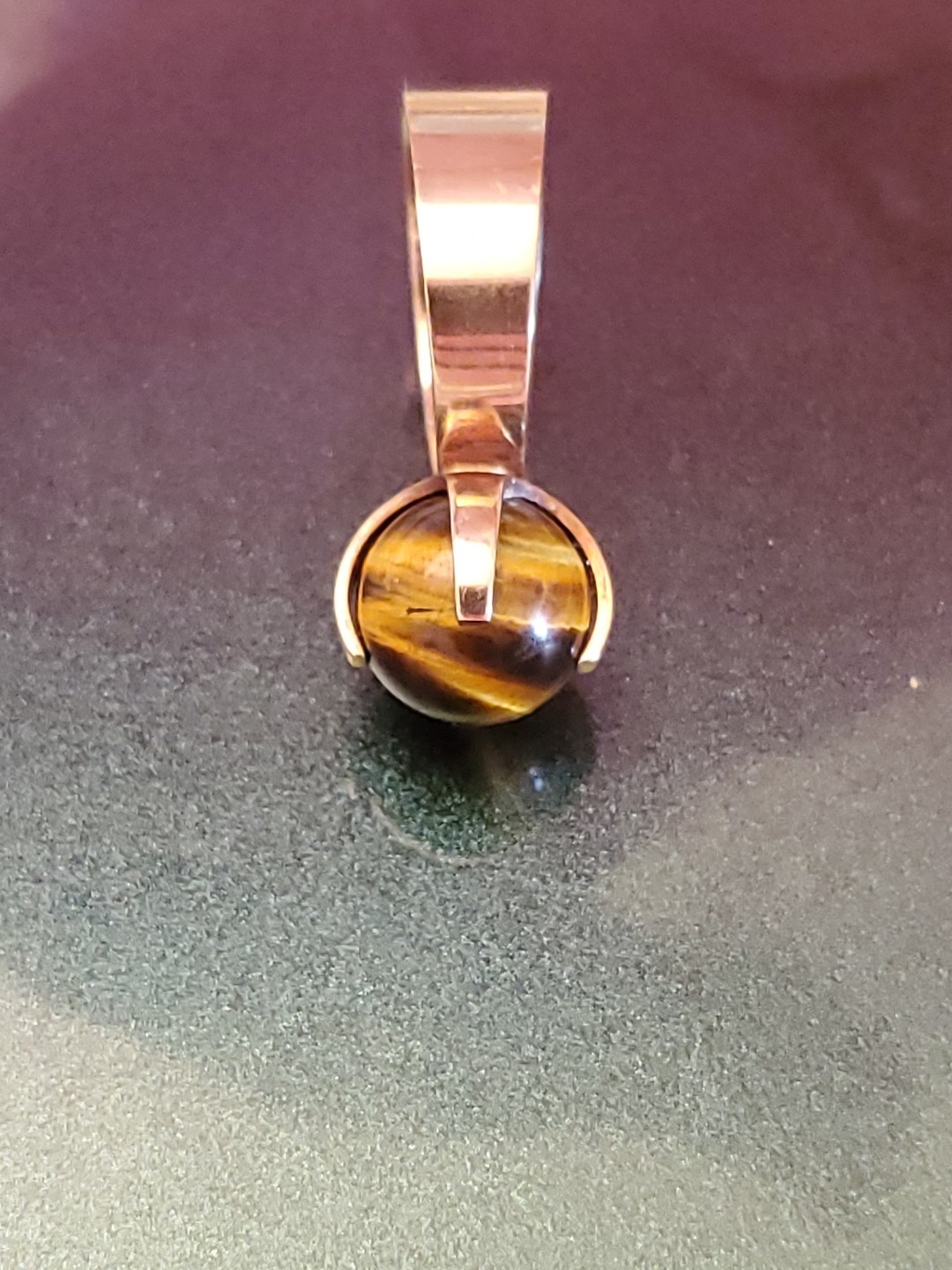 Mid Century Modern 14K Solid Yellow Gold Ring Tiger Eye Finland 6g Size 7