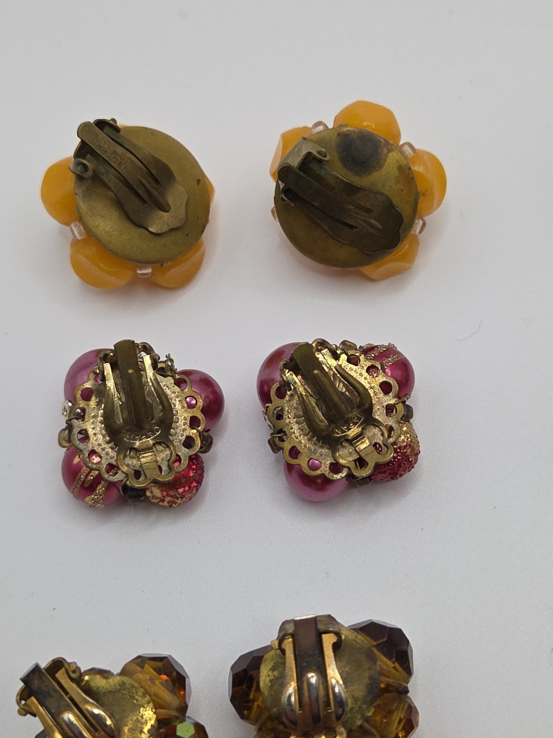 Vintage Lot Of 15 Pairs Of Clip On Earrings Kramer, Japan, Hong Kong, Germany