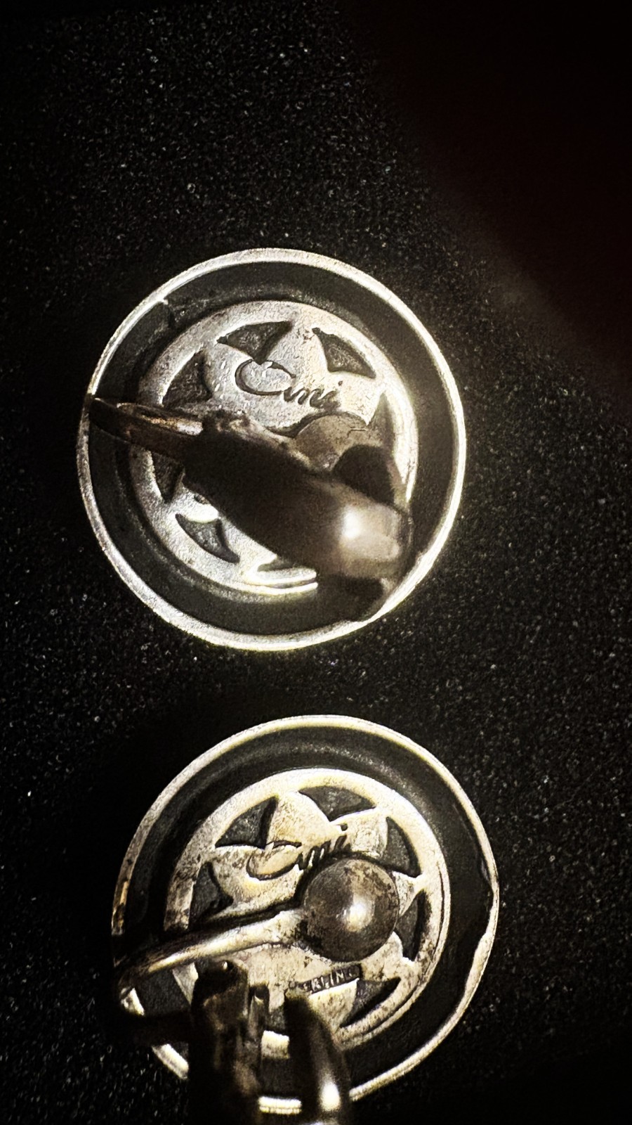 vintage Guglielmo Cini Sterling earrings clip on COMPASS yes they are compesses
