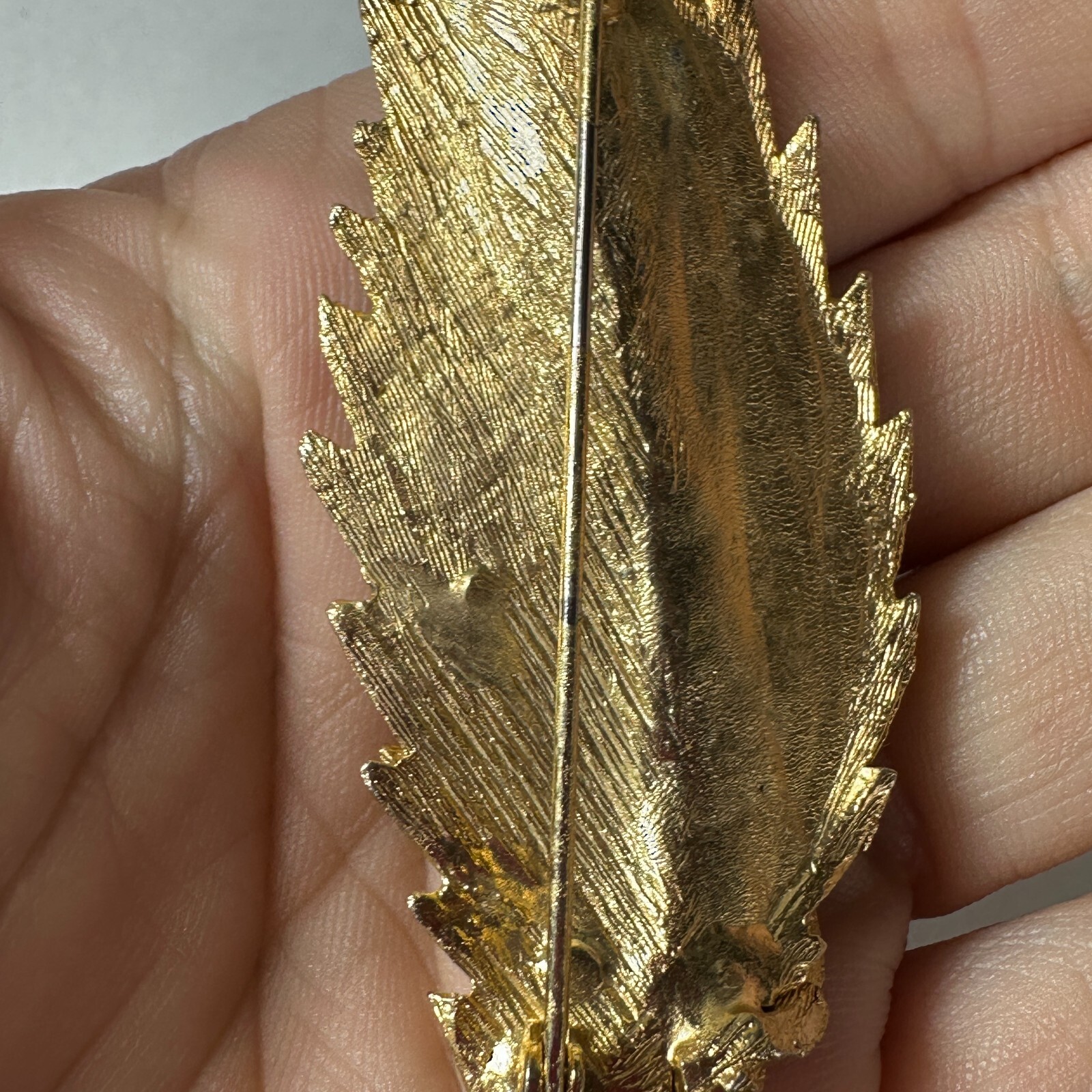 Vintage Brooch Leaf Cabochon Stones Colorful Ornate Goldtone Unsigned