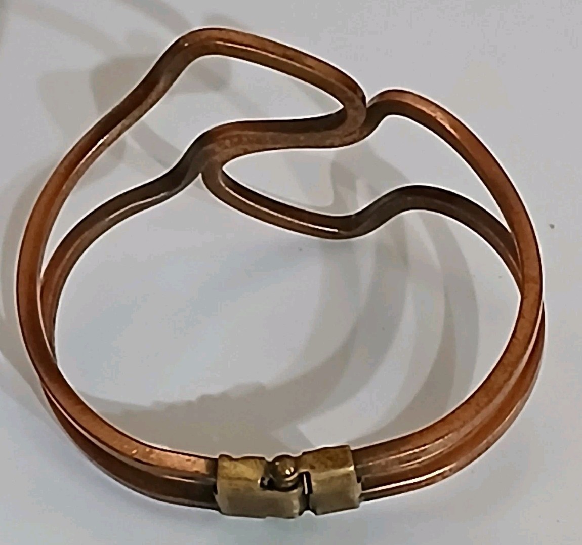 VTG MCM Brutalist Copper Bangle Bracelet Modernist Wavy Organic Hinged 7.5″ 25g